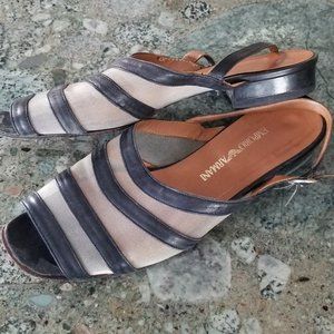 Vintage Emporio Armani Slingback Leather/Mesh Sandals